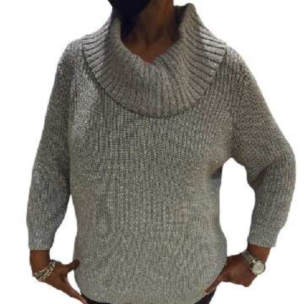 Michael Kors Plus Metallic Cowl-Neck Sweater New With Tags: